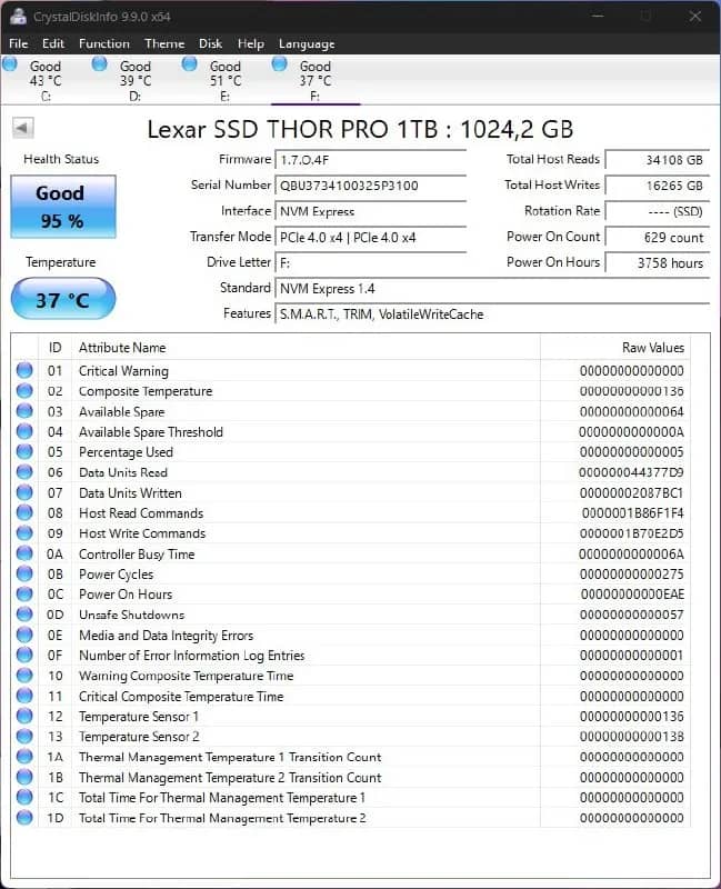 1. Lexar Thor 1tb 7000/6000 mb/s — Тбилиси — 330 ₾