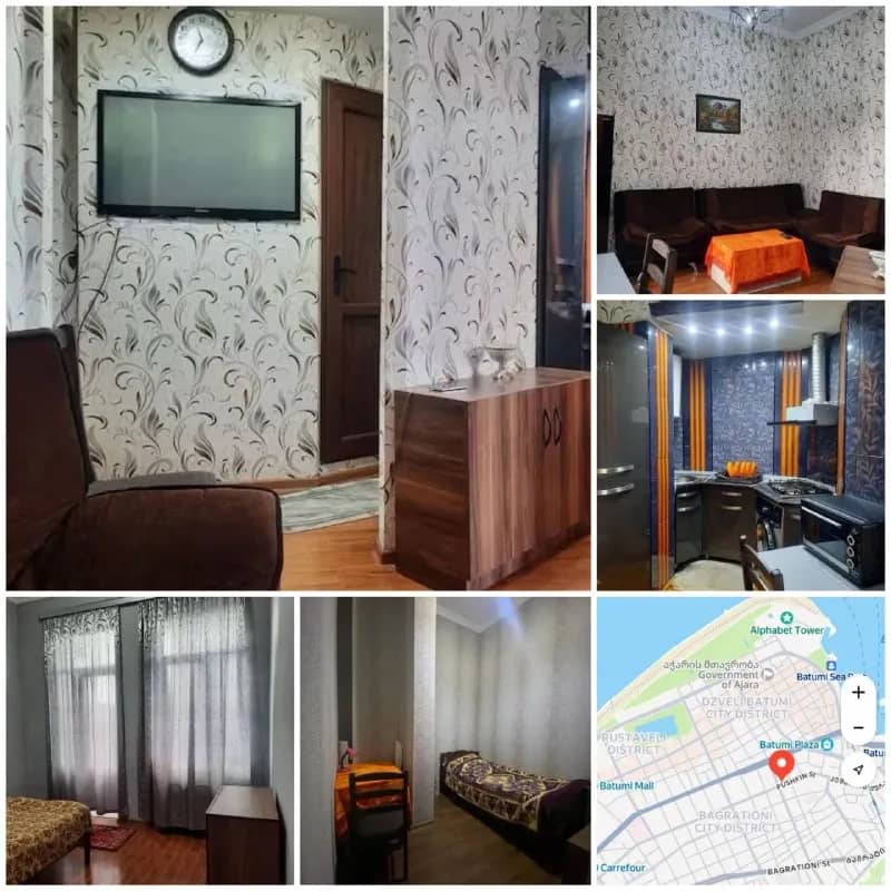 1️⃣0️⃣0️⃣0️⃣ЛАРИ 👉 ТРЁХ КОМНАТНУЮ КВАРТИРУ НА ПУШКИНА 94. 2 этаж .46 м². — Батуми