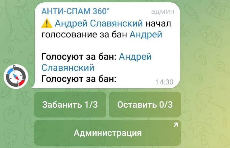 3 голоса, после чего нарушитель в данном чате (где было голосование) попадёт в бан + бот удалит его — Тбилиси