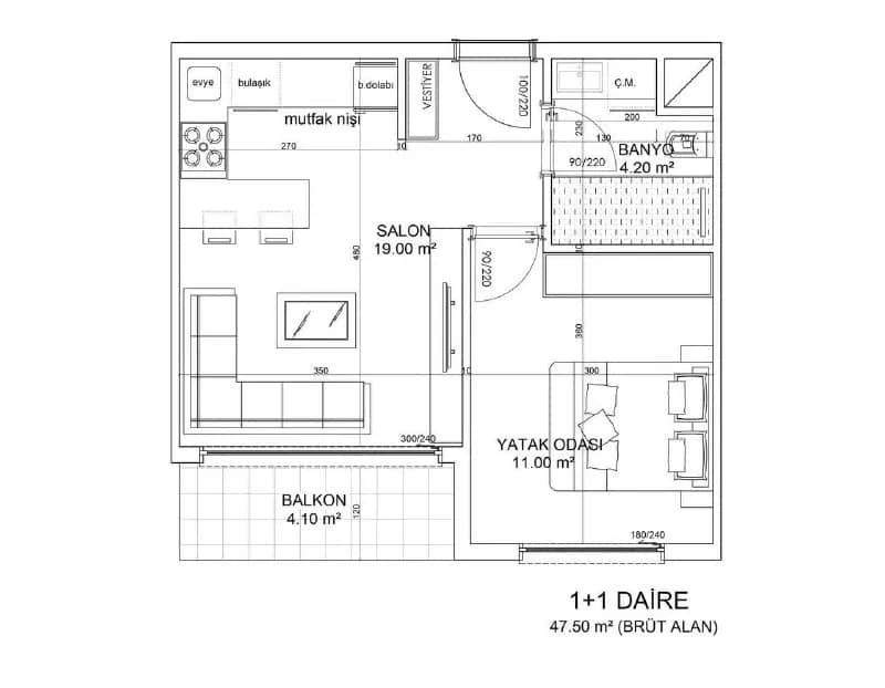 1+1 в Butterfly Premium, Алтынташ — 70 000 € — Анталия — 70 000 €