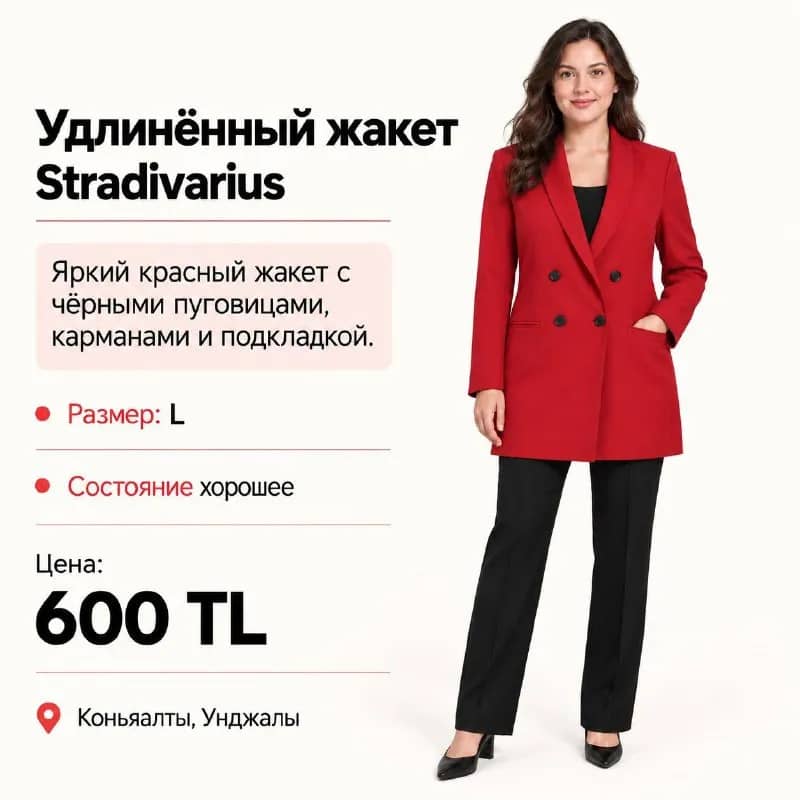 Удлинённый жакет Stradivarius красный — Анталия — 600 ₺