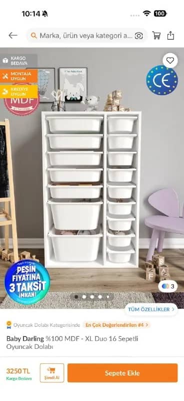 Шкафчик с ящиками для хранения игрушек — Анталия — 1 700 ₺