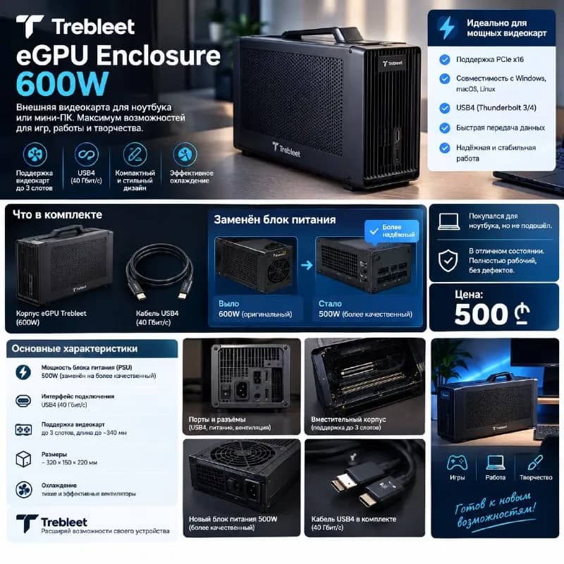 Кейс для eGPU Trebleet с USB4 — Тбилиси — 500 ₾