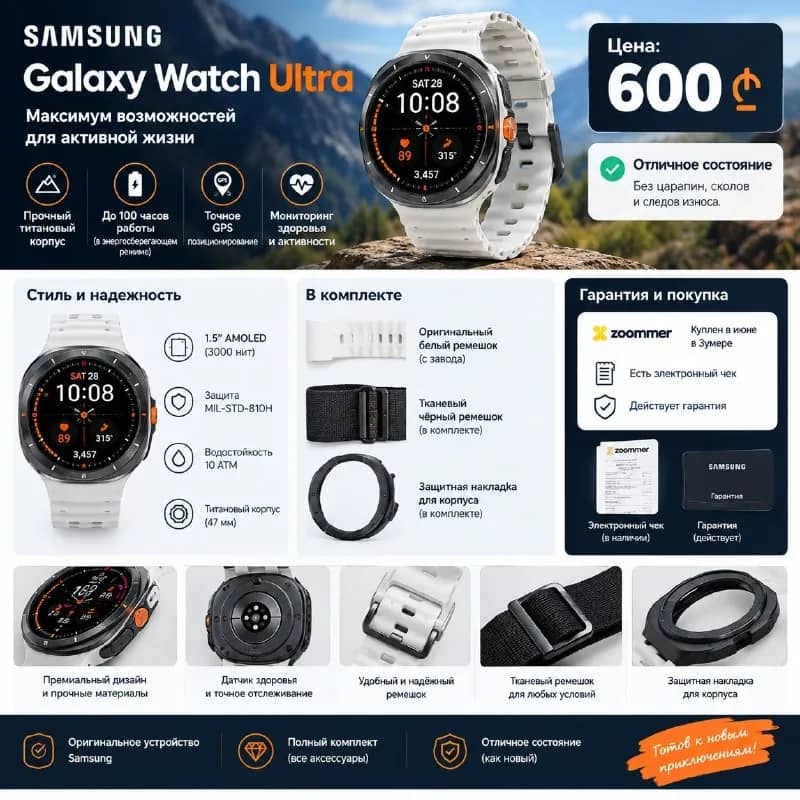 Samsung Galaxy watch ultra — отдам за 500 лари. Детали на фото. — Тбилиси — 500 ₾