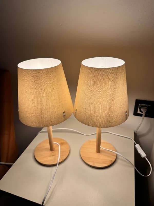 JYSK Table Lamps — Like New, Scandinavian Bamboo Style: 50 GEL each — Батуми — 50 ₾