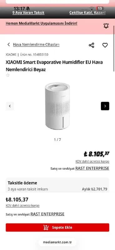 XIAOMI Smart Evaporative Humidifier EU Hava Nemlendirici Beyaz — Анталия — 5 000 ₺