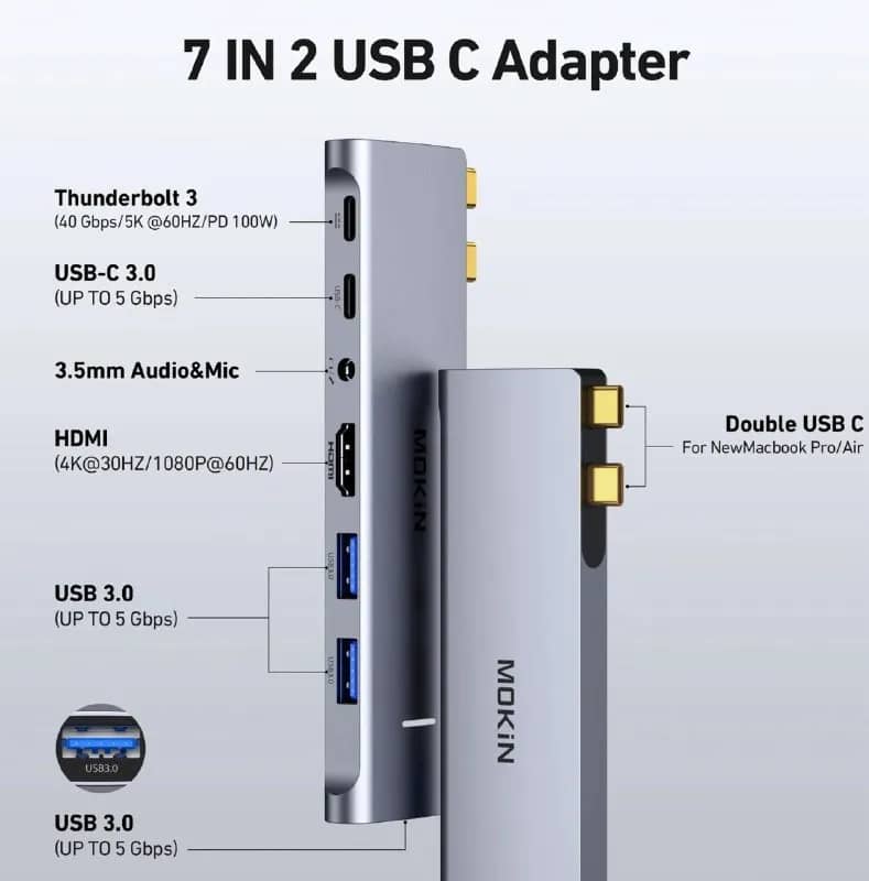 MOKiN USB C Adapter, 7 in 2 MacBook USB Multiport Adapter — Ереван — 10 000 ֏