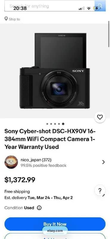 Sony Cyber-shot DSC-HX90V 16-384mm WiFi Compact Camera — Батуми — 500 $