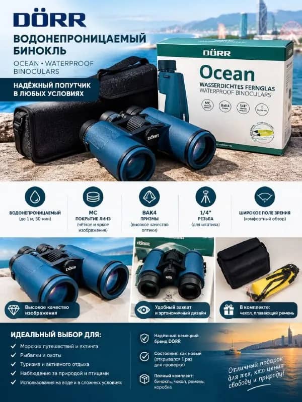 DÖRR Ocean 7×50 Waterproof — новый морской бинокль 🇩🇪 — Батуми — 350 ₾