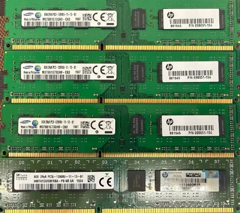 ОЗУ 32GB DDR3 1600MHz — 4×8GB Samsung + Hynix — Батуми — 180 ₾