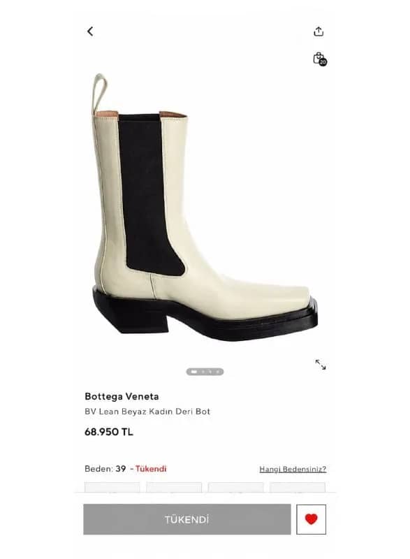Ботинки белые Bottega veneta, модель lean boots, в белом цвете, 39 размер, полномерная. одна из т — Анталия — 15 000 ₺