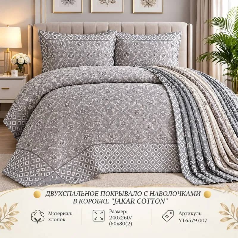Двухспальное покрывало с наволочками JAKAR COTTON — Стамбул — 26 $