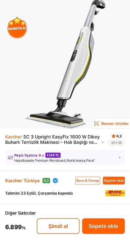 Паровая швабра Karcher использовала несколько раз, Покусалась для другой квартиры, сейчас нет не — Анталия — 3 500 ₺