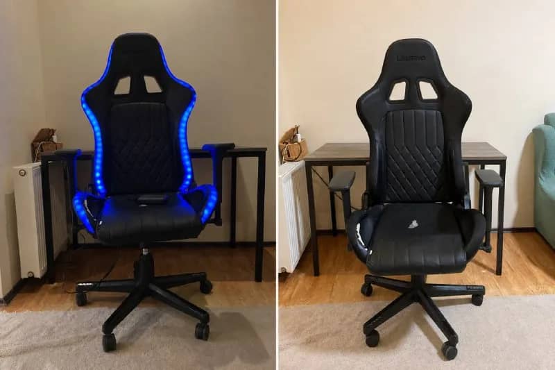 1. Gaming chair RANUM w/LED black faux leather/black, рабочий стул, есть следы использования — 220 л — Тбилиси — 220 ₾