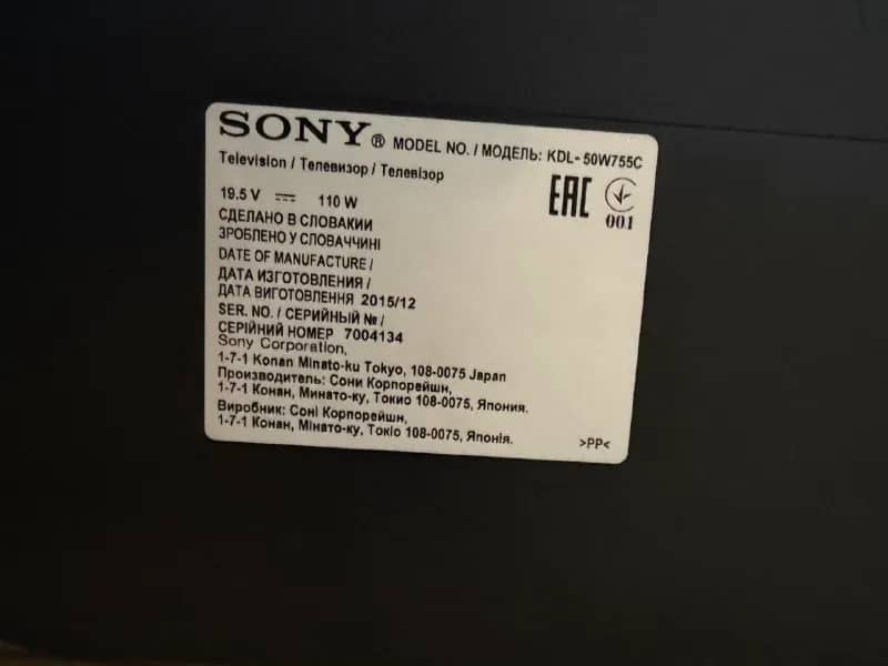 Sony BRAVIA 50 дюймов (KDL-50W755C) Smart TV / Android TV — в отличном состоянии! — Тбилиси — 1 100 ₾