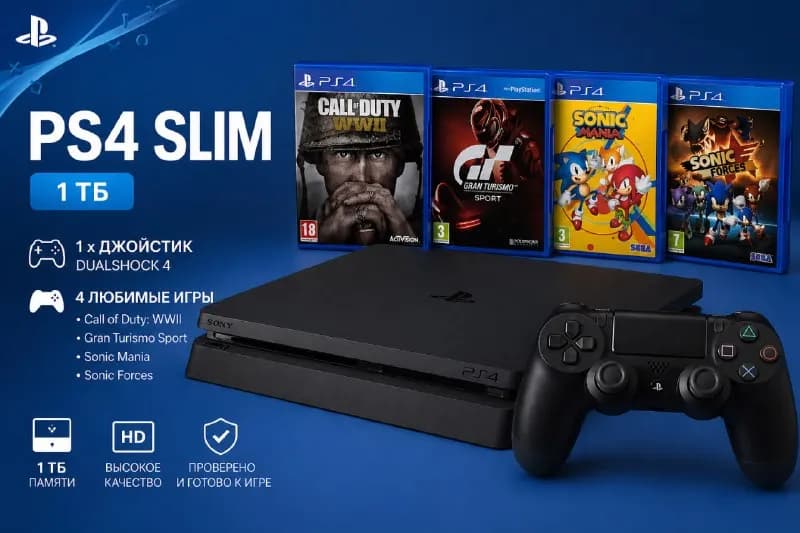 PS4 SLIM + ПОДАРОК 4 игры — Батуми — 499 ₾