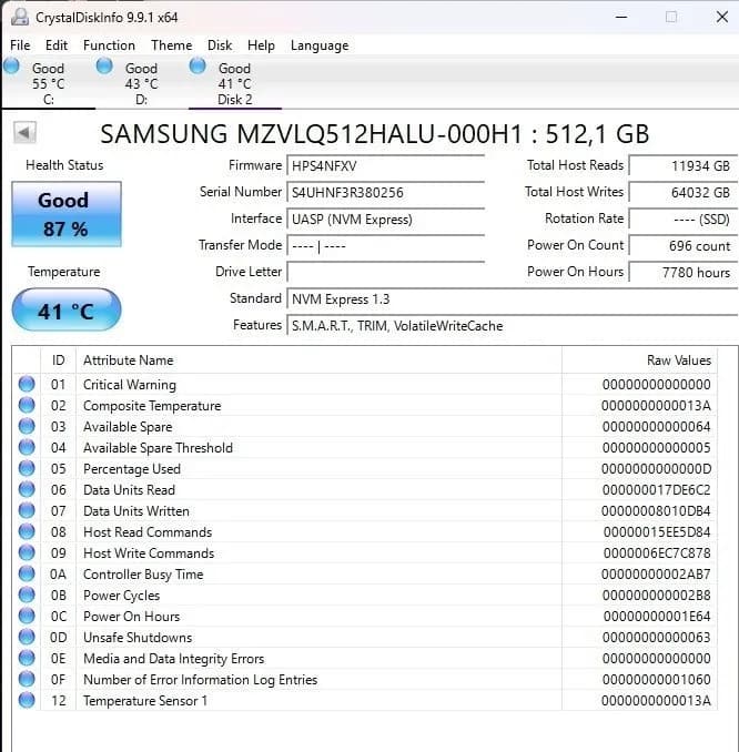 NVME SSD SAMSUNG MZVLQ512HALU-000H1 150Gel — Батуми — 1,150 ₾