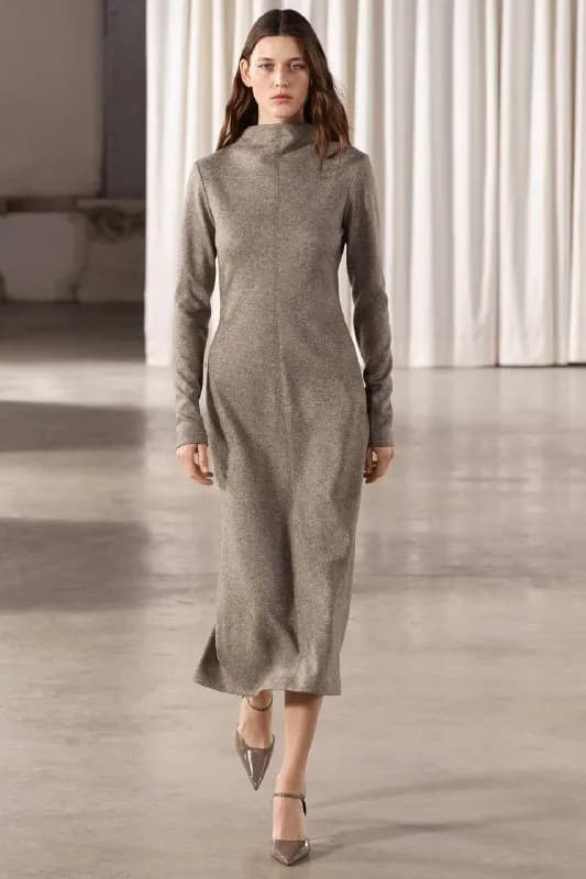 ZARA: длинное шерстяное платье-карандаш (размер M) с элегантным воротником. — Тбилиси — 100 ₾