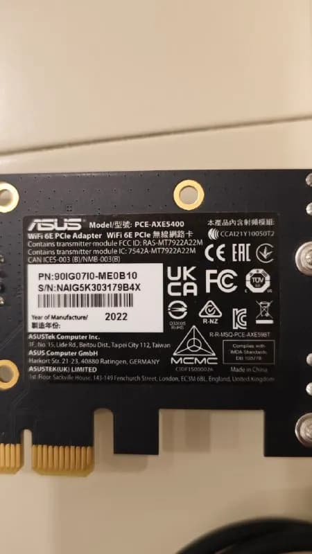Wi-Fi адаптер ASUS PCE-AXE5400. Поддерживает стандарт Wi-Fi 6E для максимальной скорости и стабильно — Батуми — 120 ₾