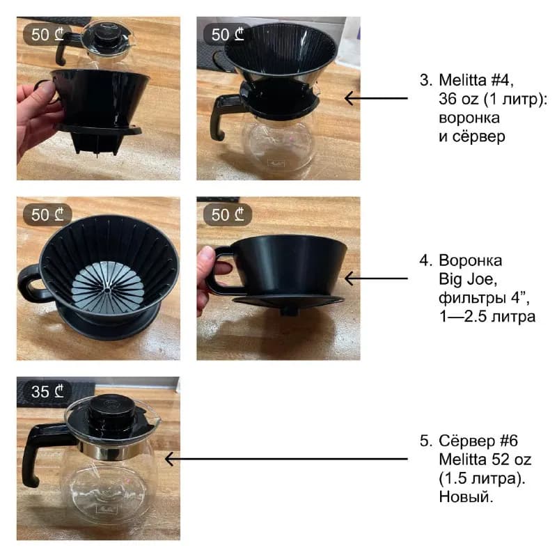 3. Набор Melitta #4 36 oz: пластиковая воронка + сёрвер. Для бумажных фильтров Melitta #4. Воронка н — Тбилиси — 50 ₾