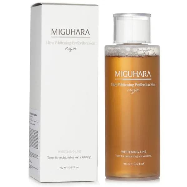 MIGUHARA Ultra Whitening Perfection Skin (origin), объём 400 мл. Покупался в Золотом Яблоке. Открыт, — Тбилиси — 65 ₾