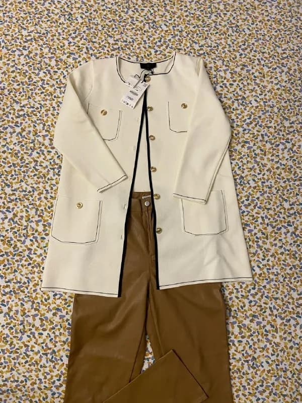 1. 💰70 gel - (НОВОЕ С БИРКОЙ) ZARA удлиненный пиджак (белый): Размер (L) — Батуми — 70 ₾