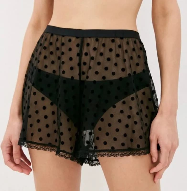 Tezenis выполнен из полупрозрачной сетчатой ткани в чёрный горошек. (Новый) — Батуми — 18 ₾