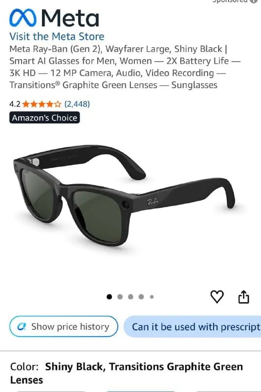 Meta Ray-Ban (Gen 2), Wayfarer Standart Size — Батуми — 1 200 ₾