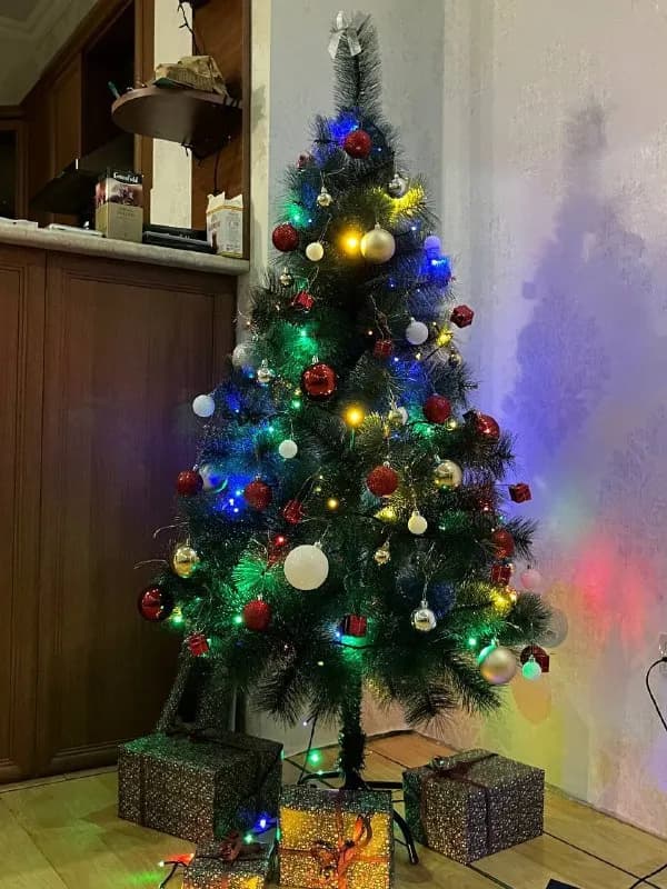 155 см) + декор. В комплекте: игрушки (красно-золото-белые) + гирлянда. Готовый праздник одним лотом — Тбилиси — 64 ₾