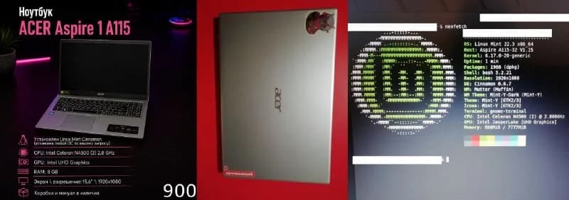 ACER Aspire 1 (A115) в идеальном состоянии с коробкой и мануалом в наличии. Установлен Linux Mint Ci — Батуми — 900 ₾