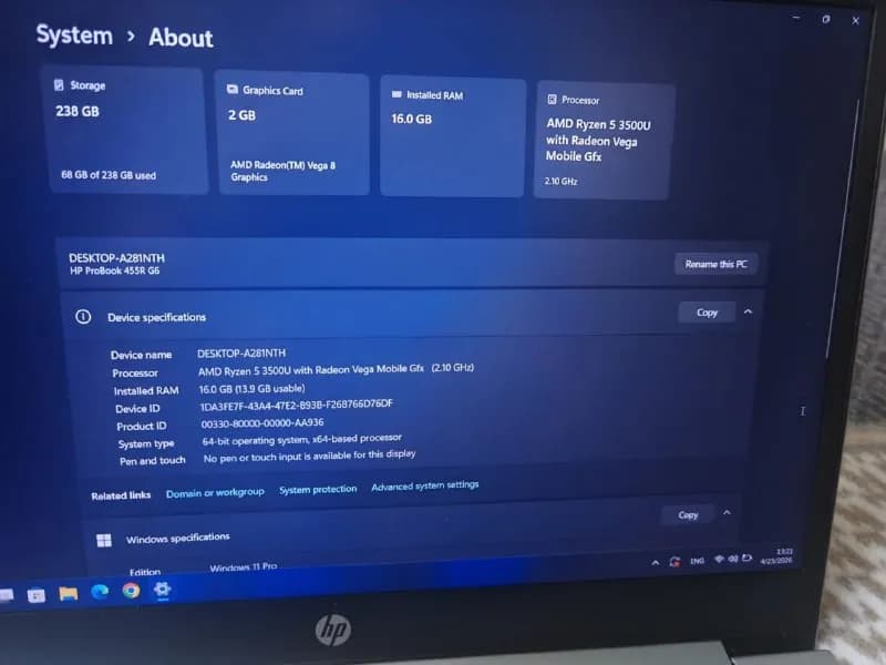 Hp probook amd Ryzen 5 3500u, Ram 16gb Gpu AMD Rodeon Vega 8, 2gb SSD Nvme, M.2 256Samsung, 700lari — Батуми — 700 ₾