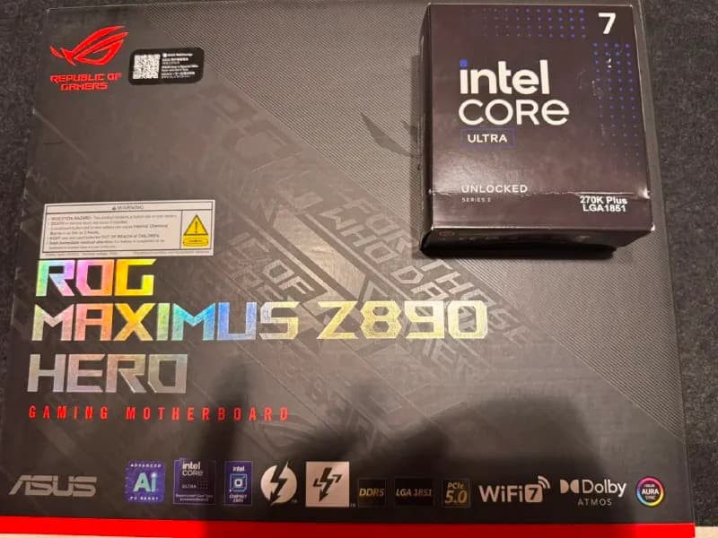 ASUS ROG Strix Z890 Maximus Hero Процессор: Intel Core Ultra 7 270K Plus Цена за комплект: 2600 лари — Тбилиси — 2 600 ₾