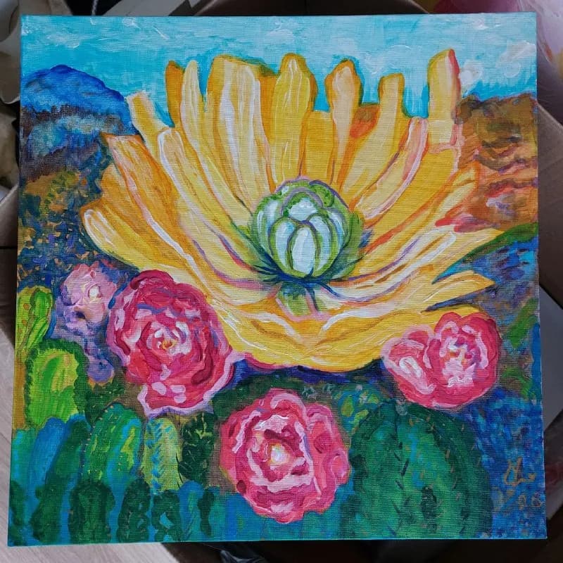 Картина холст на картоне, акрил 40x40 см — Батуми — 80 ₾