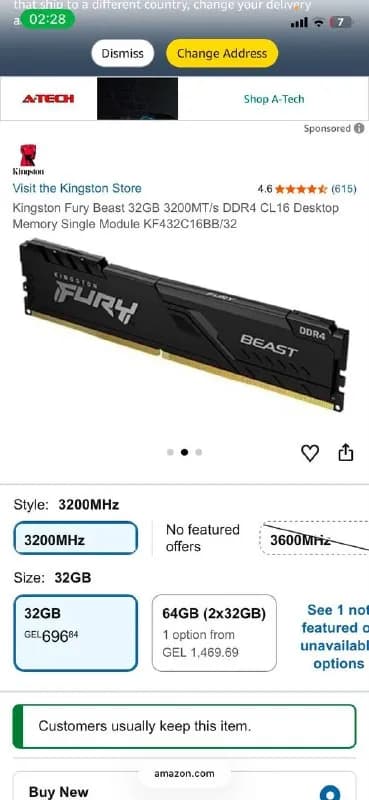 kingston fury 32gb 3200mhz Selling 32gb stick ram, we can talk price in DM. — Батуми
