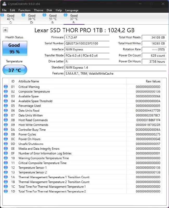 1. Lexar Thor 1tb 7000/6000 mb/s — Тбилиси — 330 ₾