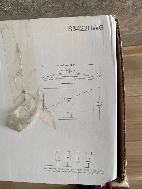 Dell 34 Curved Gaming Monitor S3422DWG, широкий как крылья боинга. Идеально подошел под то чтобы поп — Тбилиси — 1 000 ₾