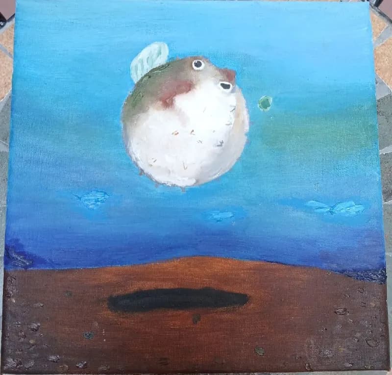 Картина «Рыба фугу» маслом 25×25см — Тбилиси — 100 ₾