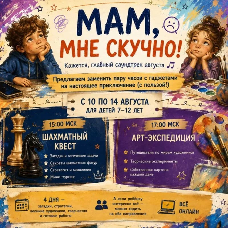 10 августа по 14 августа для детей 7–12 лет: — Батуми