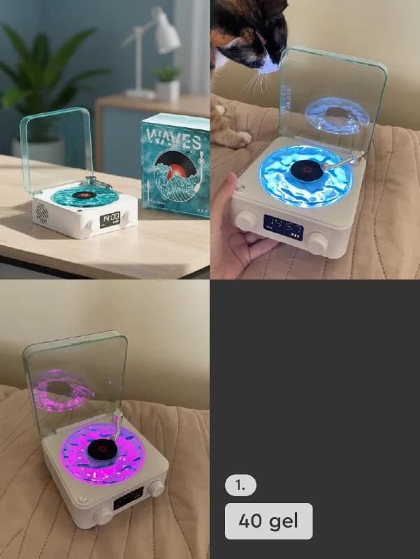 1. Музыкальный RGB проигрыватель. Есть white noise mode (4 natural sounds: шум волн, пение птиц, тре — Батуми