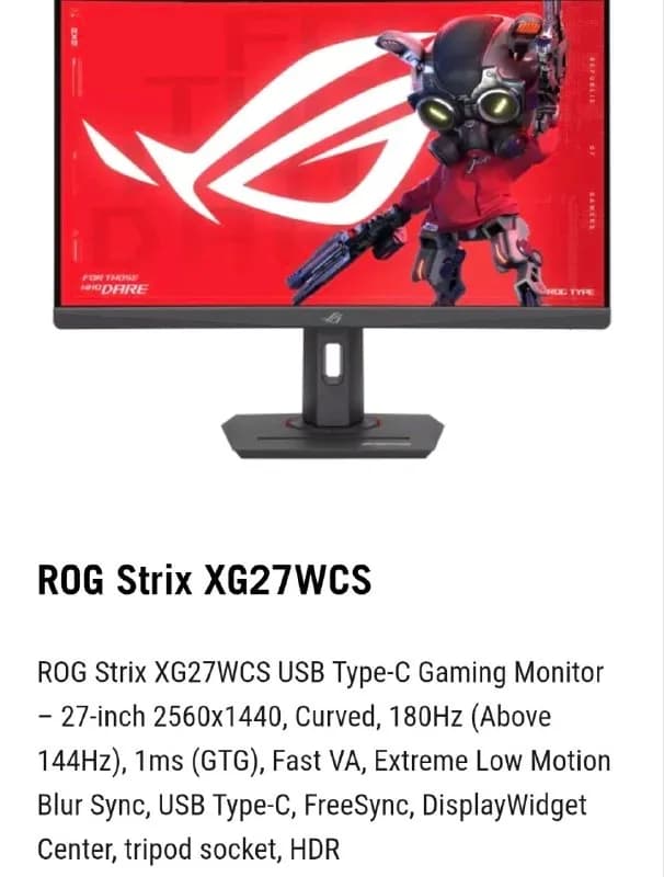ASUS ROG XG27WCS — Батуми — 700 ₾