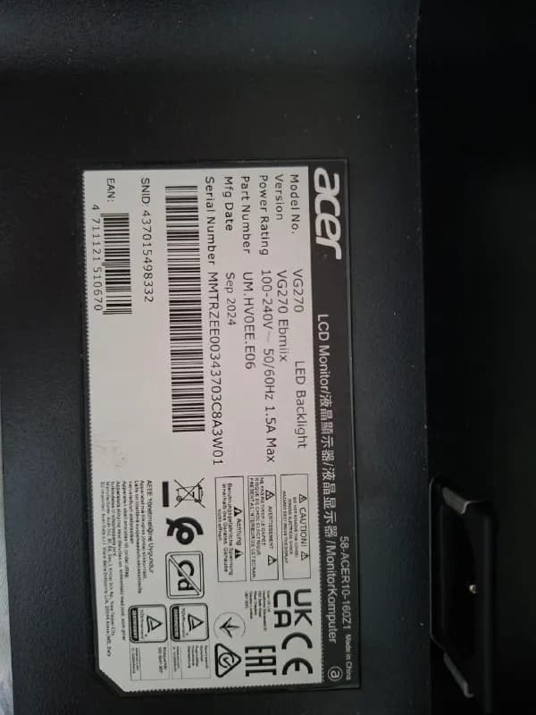 27» Acer Nitro VG270 Ebmix (свежая модель, выпуск — сентябрь 2024 года). Экран разбит и работает тол — Батуми — 75 ₾