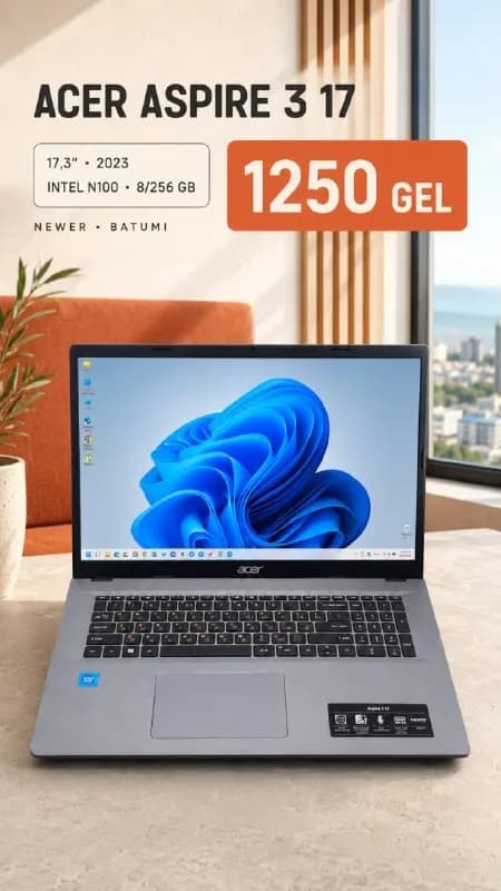 Acer Aspire [телефон]) — практичный ноутбук для работы, учёбы, таблиц и просмотра фильмов. — Батуми — 1,250 ₾