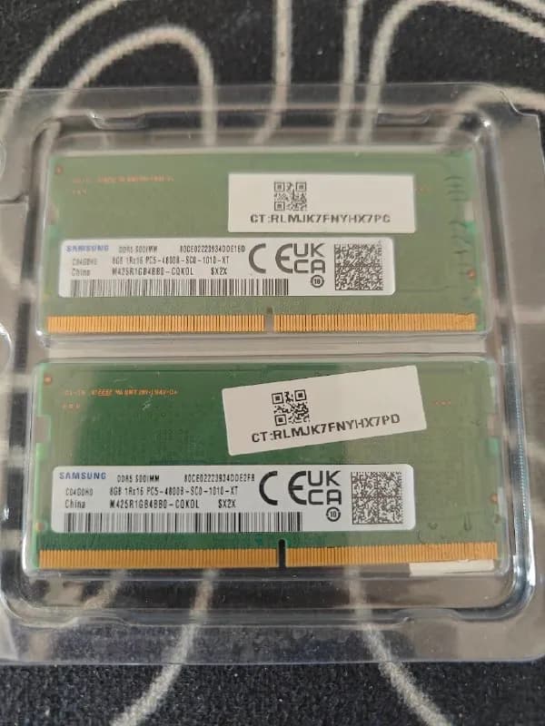 Samsung DDR5 2×8 gb, при желании могу добавить адаптер sodimm to dimm для использования оперативки в — Тбилиси — 200 ₾