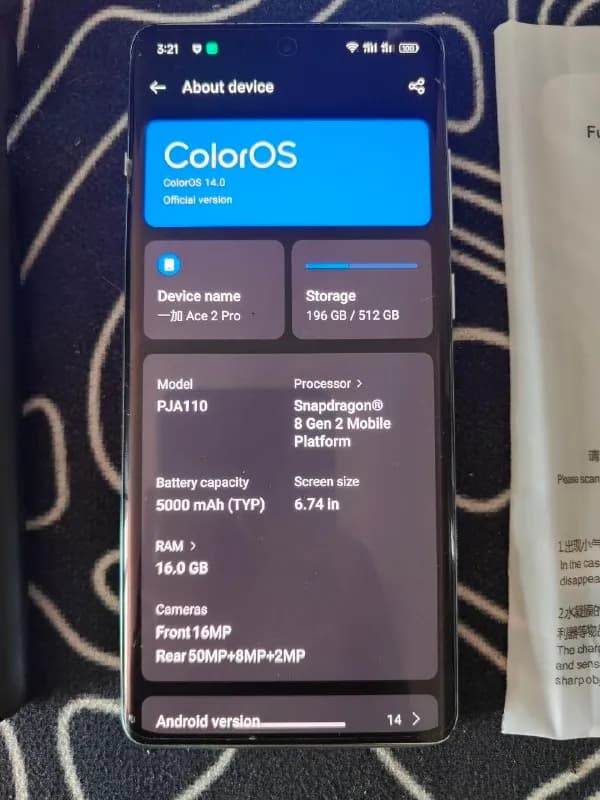 OnePlus Ace 2 Pro, 16 + 512 Гб, Snapdragon 8 gen 2, 6.74» 120 Hz AMOLED, состояние нормальное, полно — Тбилиси