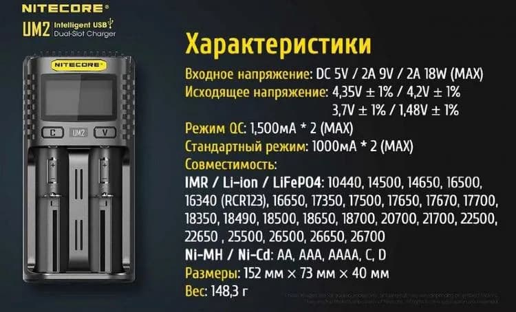 Nitecore um2, 50 лари. Зарядное устройство для аккумуляторов. — Тбилиси — 3 ₾