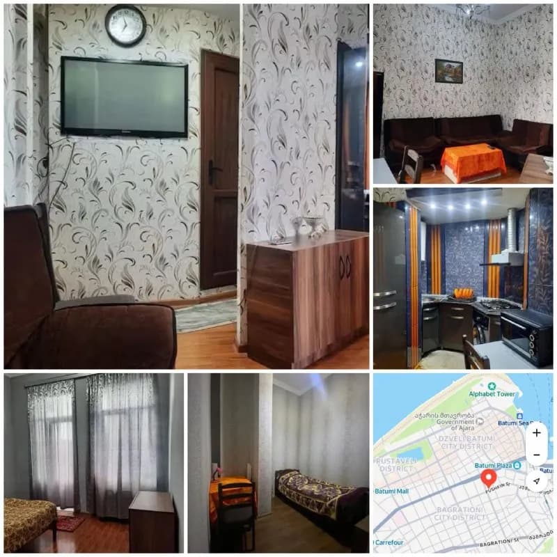 1️⃣0️⃣0️⃣0️⃣ЛАРИ 👉 ТРЁХ КОМНАТНУЮ КВАРТИРУ НА ПУШКИНА 94. 2 этаж .46 м². — Батуми