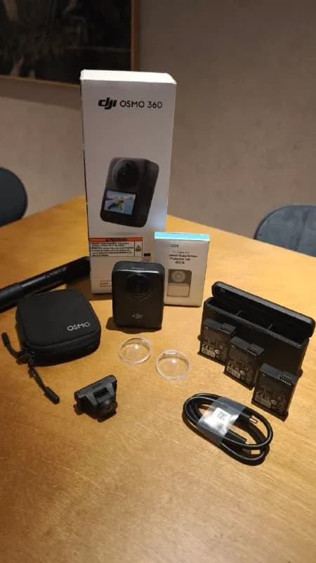 DJI Osmo 360 (в комплектации Adventure Combo, 3 батареи) + защитные линзы — Тбилиси — 1 650 ₾