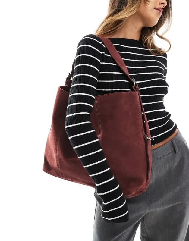 ASOS DESIGN замшевая сумка-тоут, бордовая — Тбилиси — 120 ₾