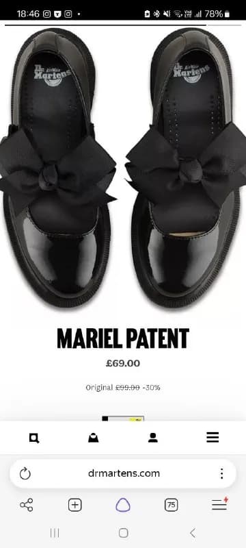 Dr.Martens, модель Mariel Patent (а-ля мэри джейн). Размер 38-40. — Батуми — 10 ₾
