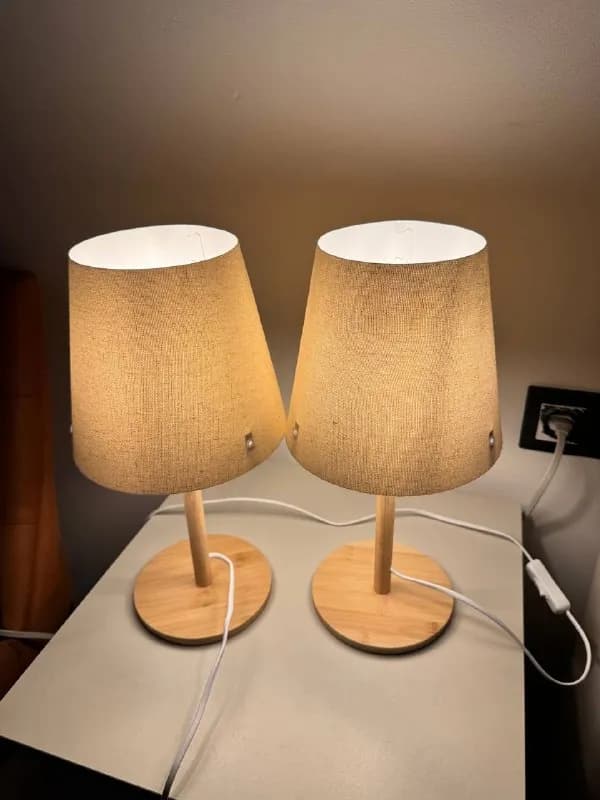 JYSK Table Lamps — Like New, Scandinavian Bamboo Style: 50 GEL each — Батуми — 50 ₾